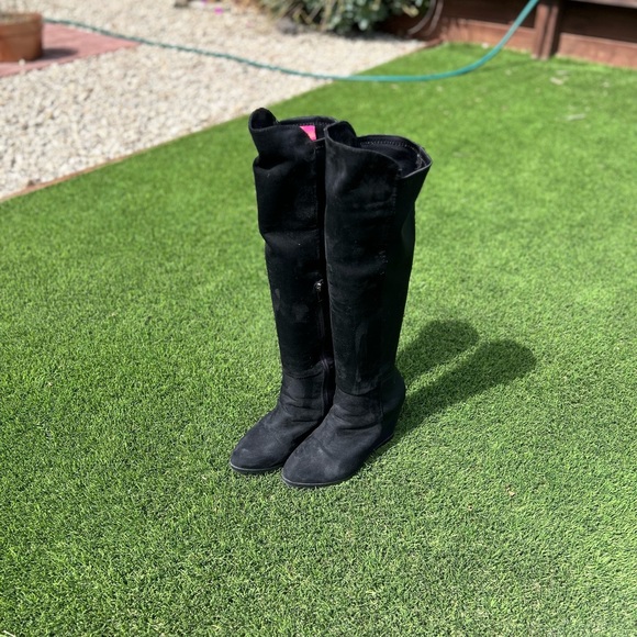 Size 9 Black Wedge Catherine Malandrino Knee-High Boots - Picture 5 of 8